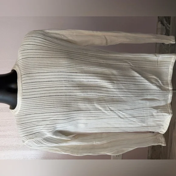 DKNY White Ribbed Cotton Long Sleeve Shirt - Picture 2 of 8